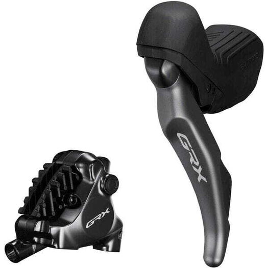 SHIMANO ST-RX820 GRX 2-speed STI bled with BR-RX820 flat mount calliper, left rear click to zoom image
