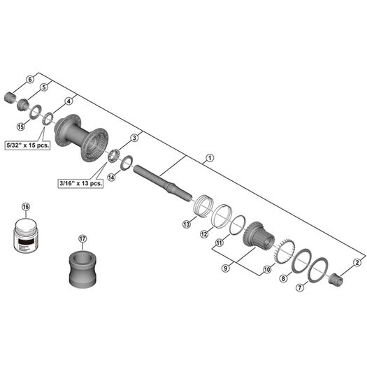 SHIMANO SPRE FHM7130-B complete hub axle 157mm click to zoom image