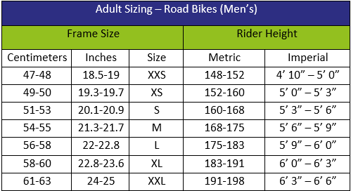 road bike size guide